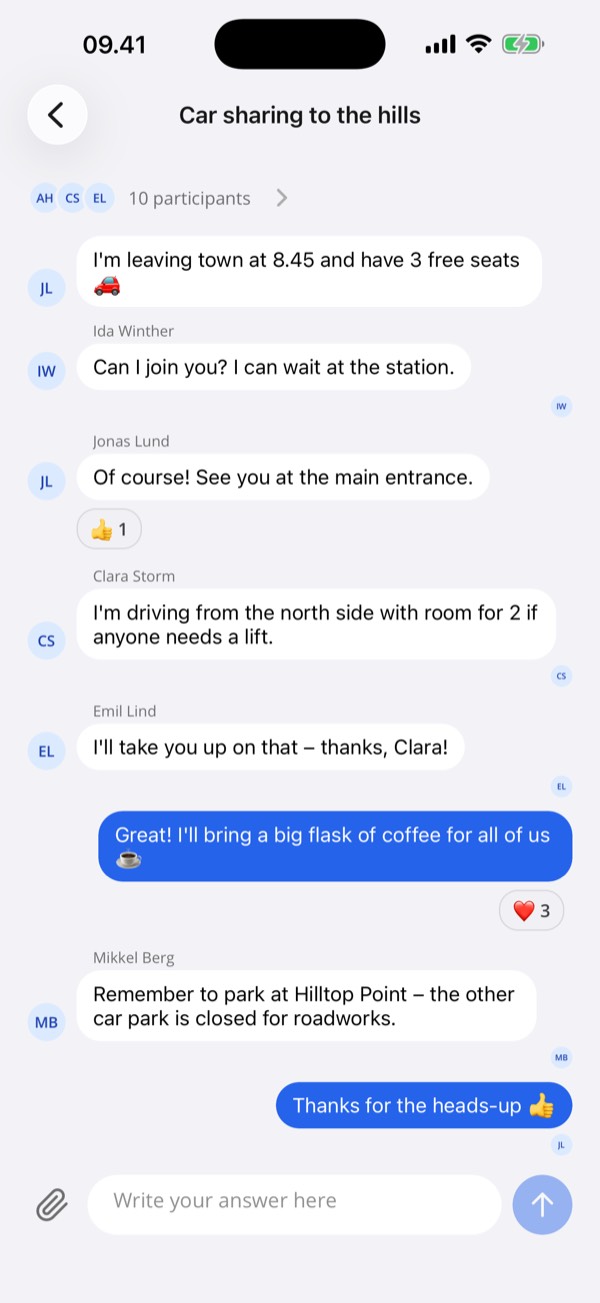 Chat in the iGroups app