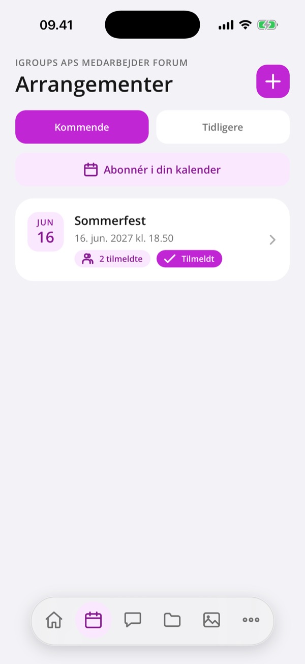 Events in the iGroups app